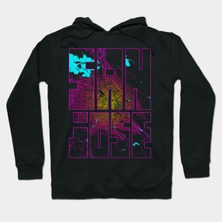 San Jose, USA City Map Typography - Neon Hoodie